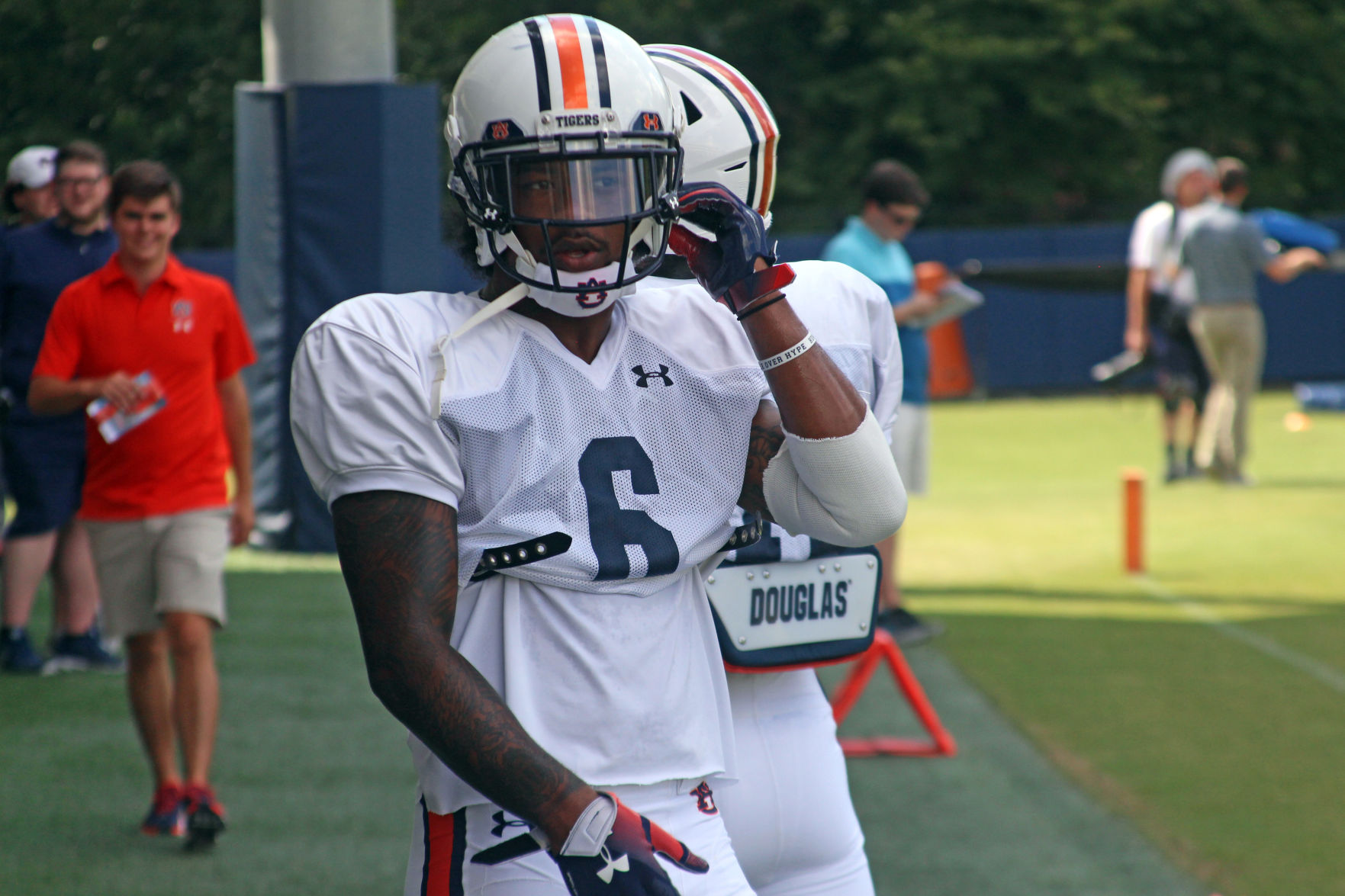 Auburn football practice on the first day of full pads